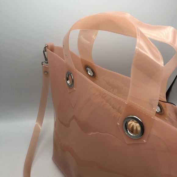 NWT. Zara Light Pink/Cream Vinyl Shoulder Bag. - Picture 6 of 13